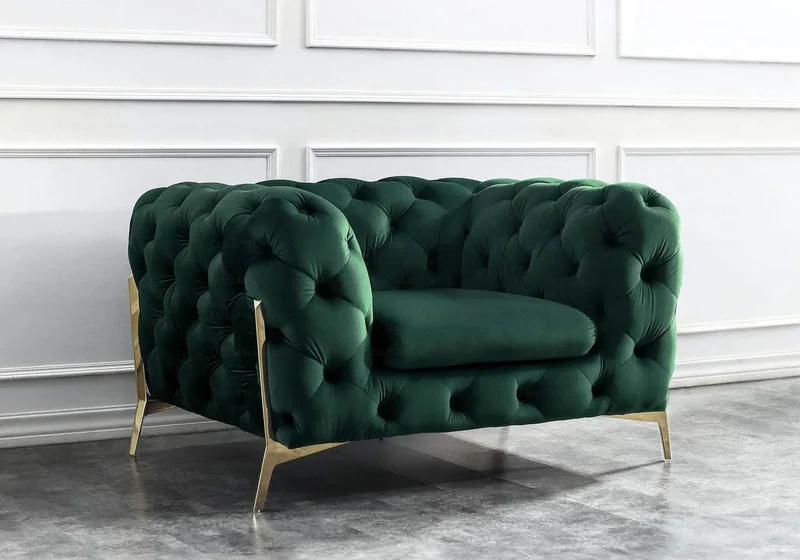 Canapés 3+2+1 chesterfield vert PACO