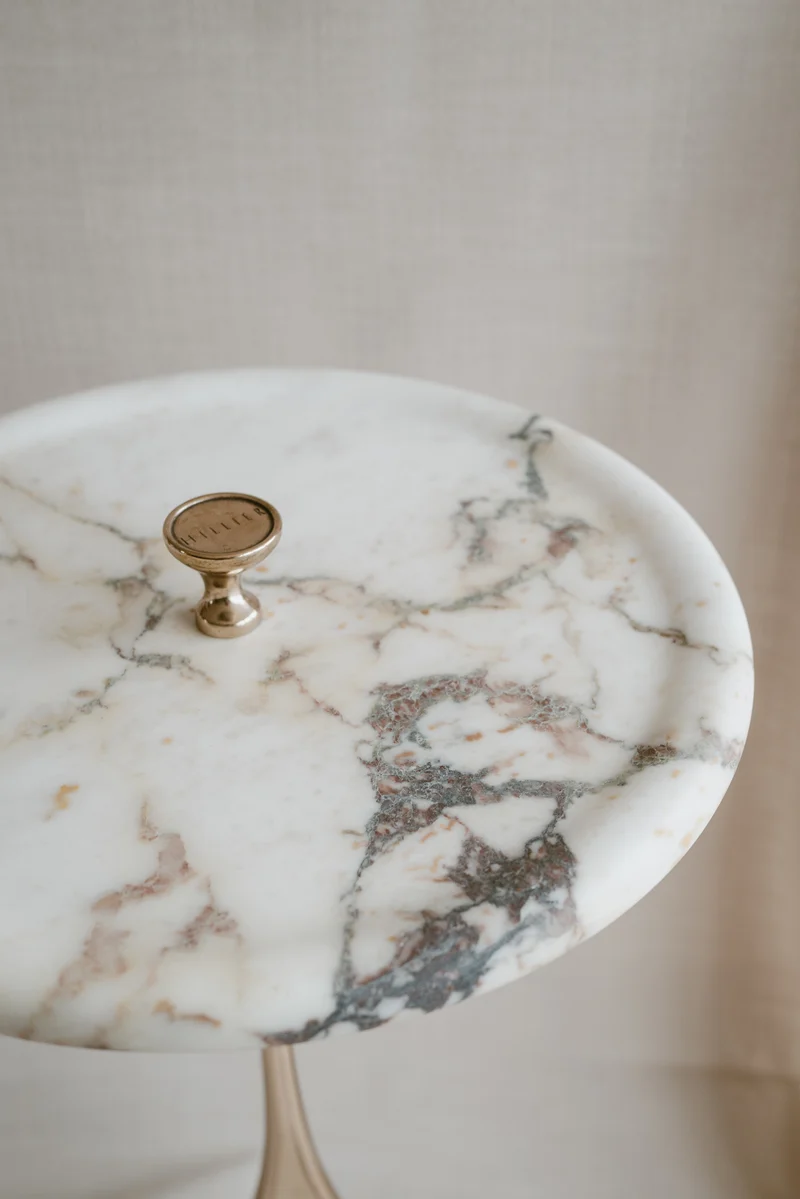 Cabriole Side Table in Marble and Bronze