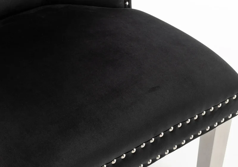 Chaises en velours noir avec poignée argentée - Lora x2