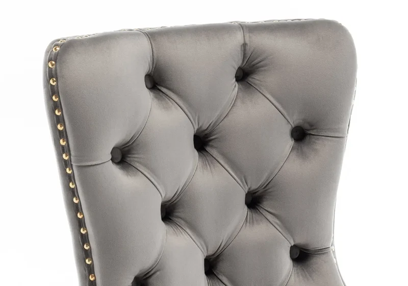 Chaises en velours gris avec poignée argentée - Lora x2