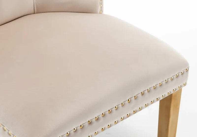 Chaises en velours beige avec poignée dorée - Lora x2