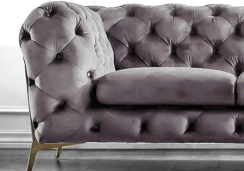 Canapés 3+2+1 chesterfield gris PACO