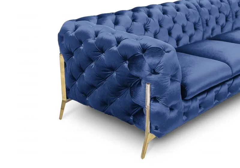 Canapé angle chesterfield bleu PACO
