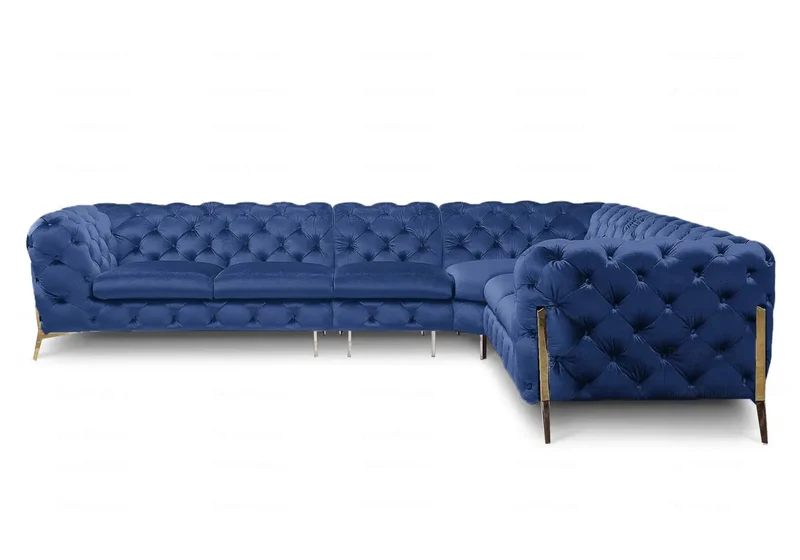 Canapé angle chesterfield bleu PACO