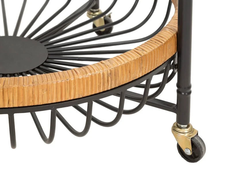 Chariot rond en rotin avec double étagère – Chariot de service Cebu