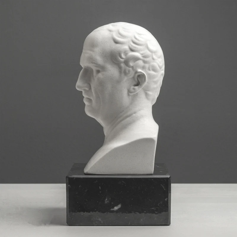 Buste de Cicéron Serre-Livres sur Socle en Marbre Noir