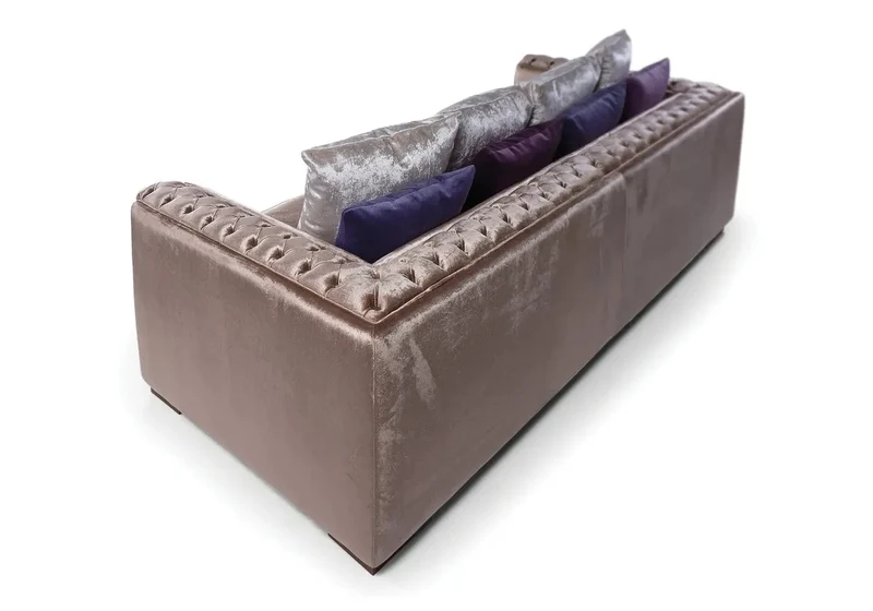Canapé capitonné velours taupe CIARA