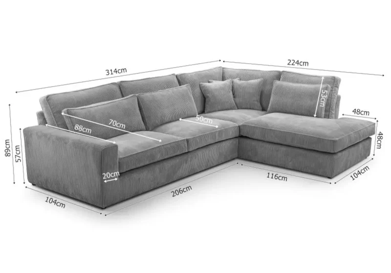 Canapé angle velours gris vintage - Lea