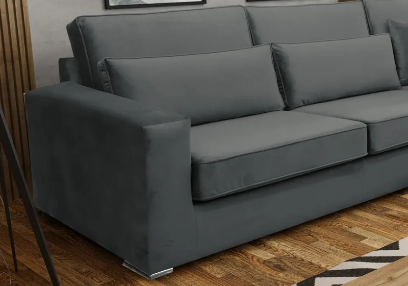 Canapé angle velours anthracite - Lea