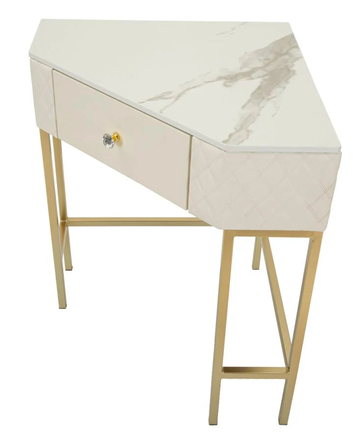Console blanche avec cadre doré – Angie Design élégant avec plateau en marbre