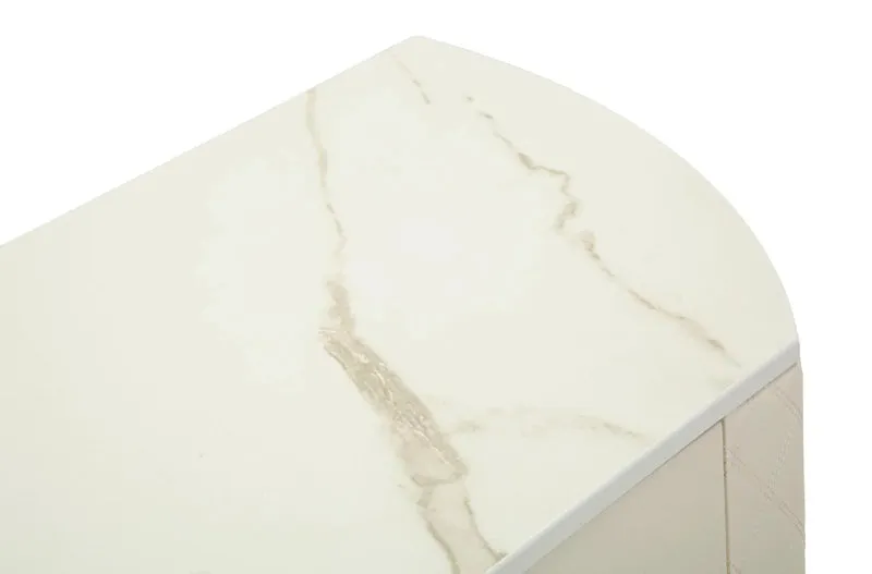 Console blanche avec pieds dorés – Entrée moderne Sharon avec plateau en marbre