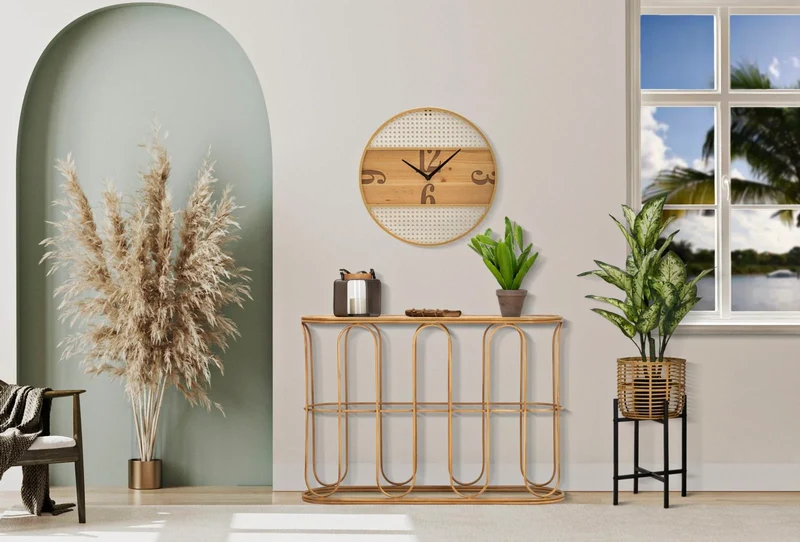 Console en bois avec design à lattes – Samui Entryway