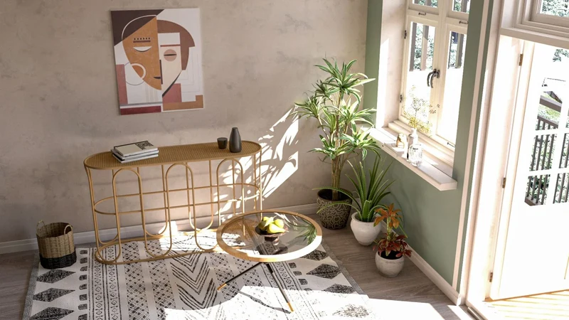 Console en bois avec design à lattes – Samui Entryway