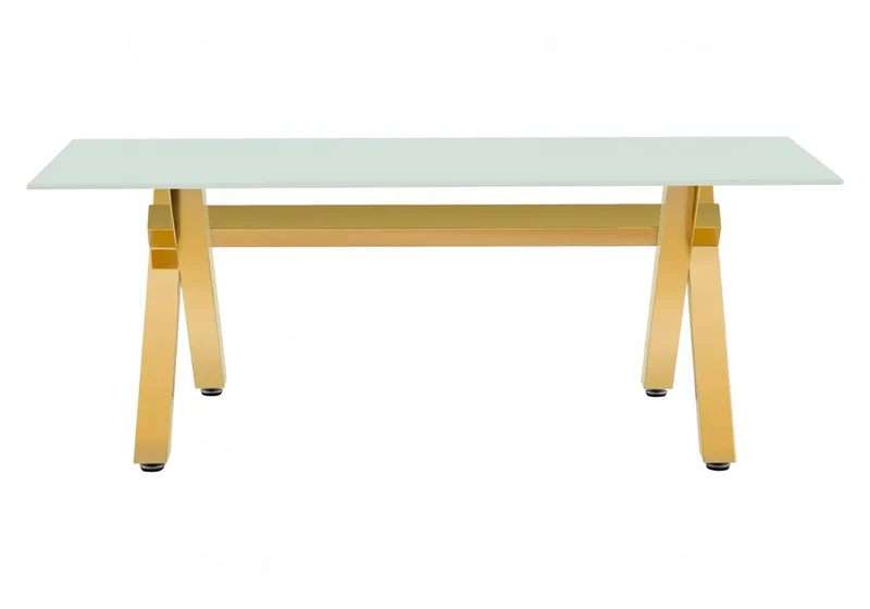 Table basse verre trempé pieds X dorés - Cross