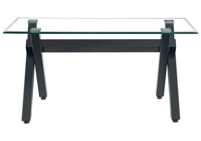 Table à manger verre trempé pieds X noirs - Cross