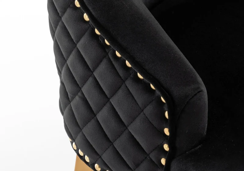 Chaise capitonnée velours noir anneau doré - Lidy x2