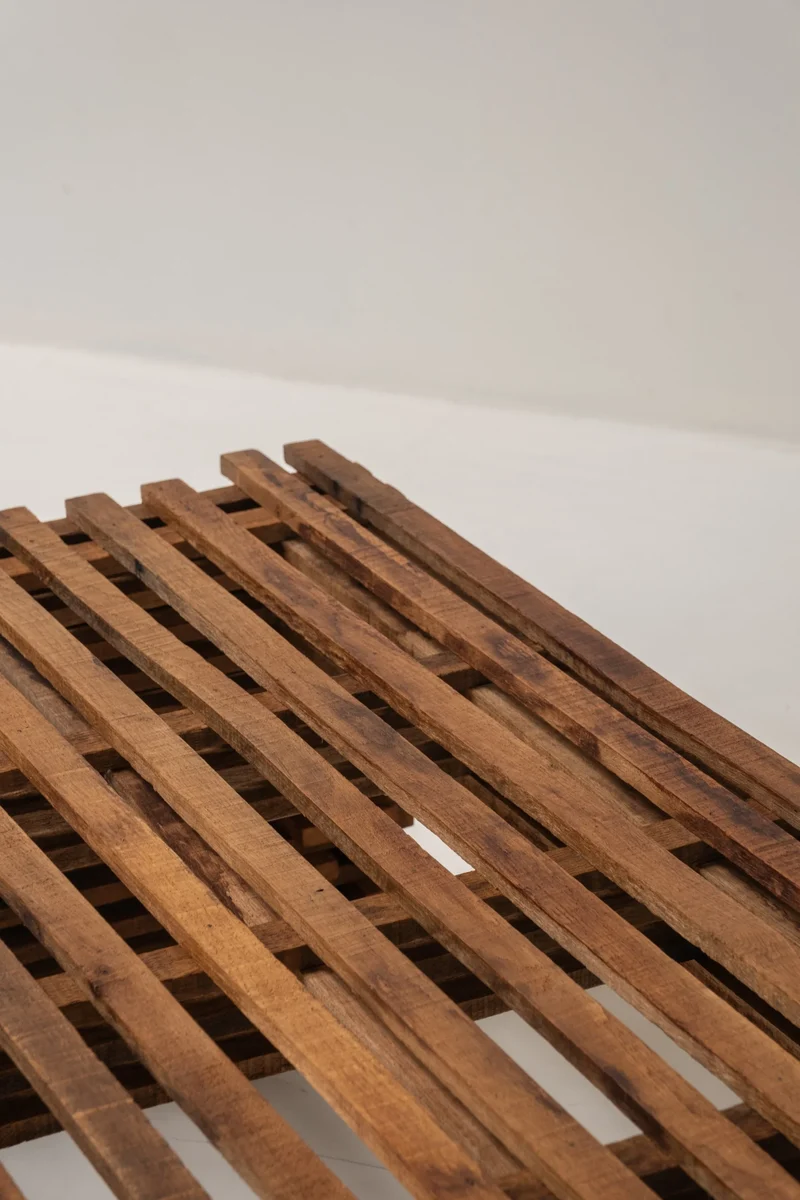 Vintage Wooden Slatted Coffee Table – Sculptural Design, 1970s