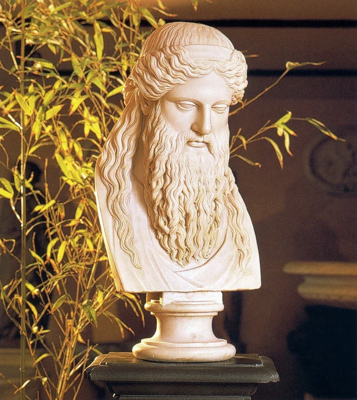 Buste de Dionysos - grande sculpture en marbre blanc