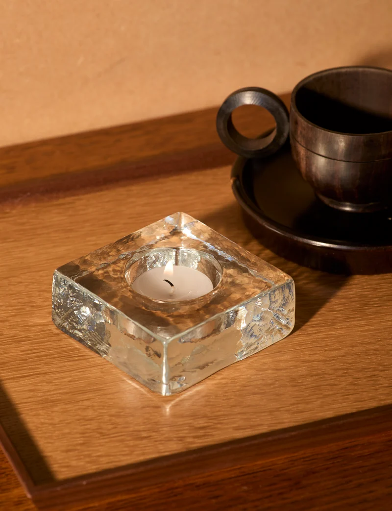 Clear glass candle holder in European glass