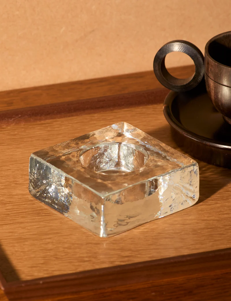 Clear glass candle holder in European glass