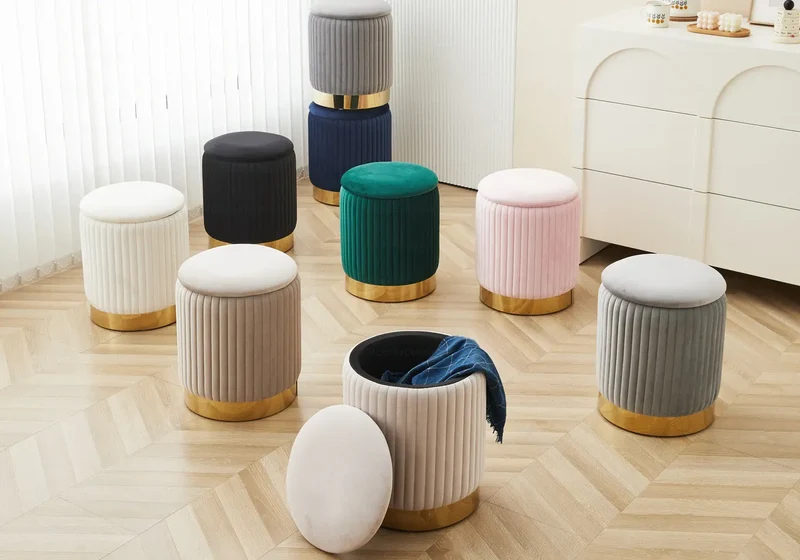 Pouf velours vert coffre - Iris