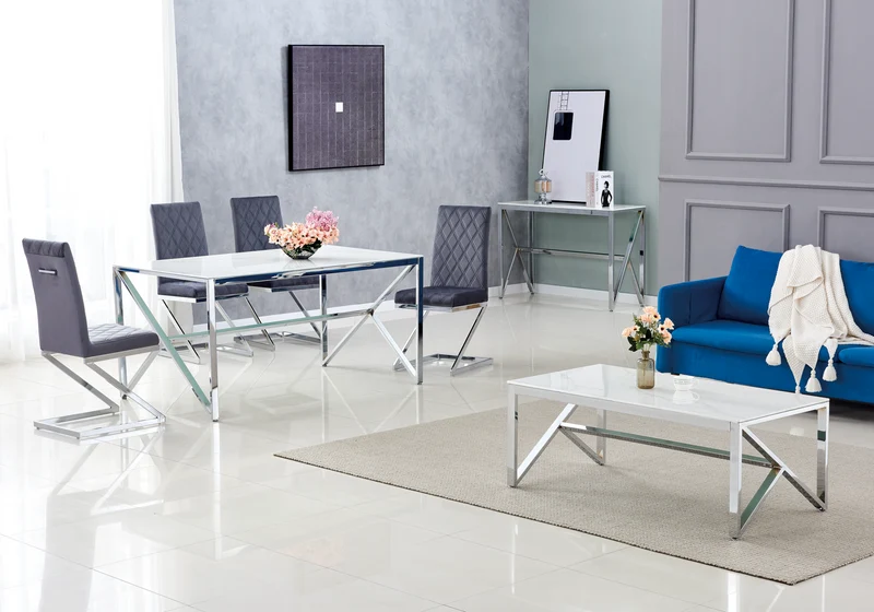 Console argentée marbre blanc - Jessy
