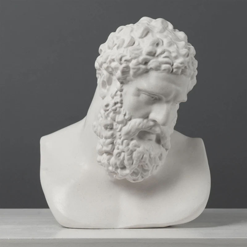 Buste d’Hercule – Héros Grec de la Force et de la Puissance – Sculpture en Marbre