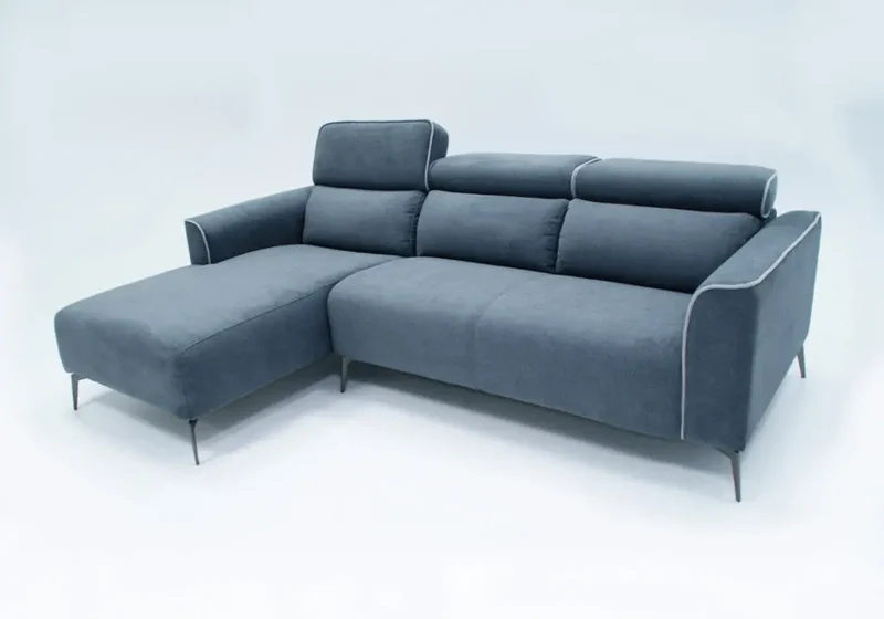 Canapé d'angle modulable en tissu gris - Flora