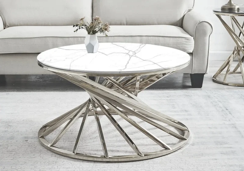 Table basse ronde en verre argent - Ruby