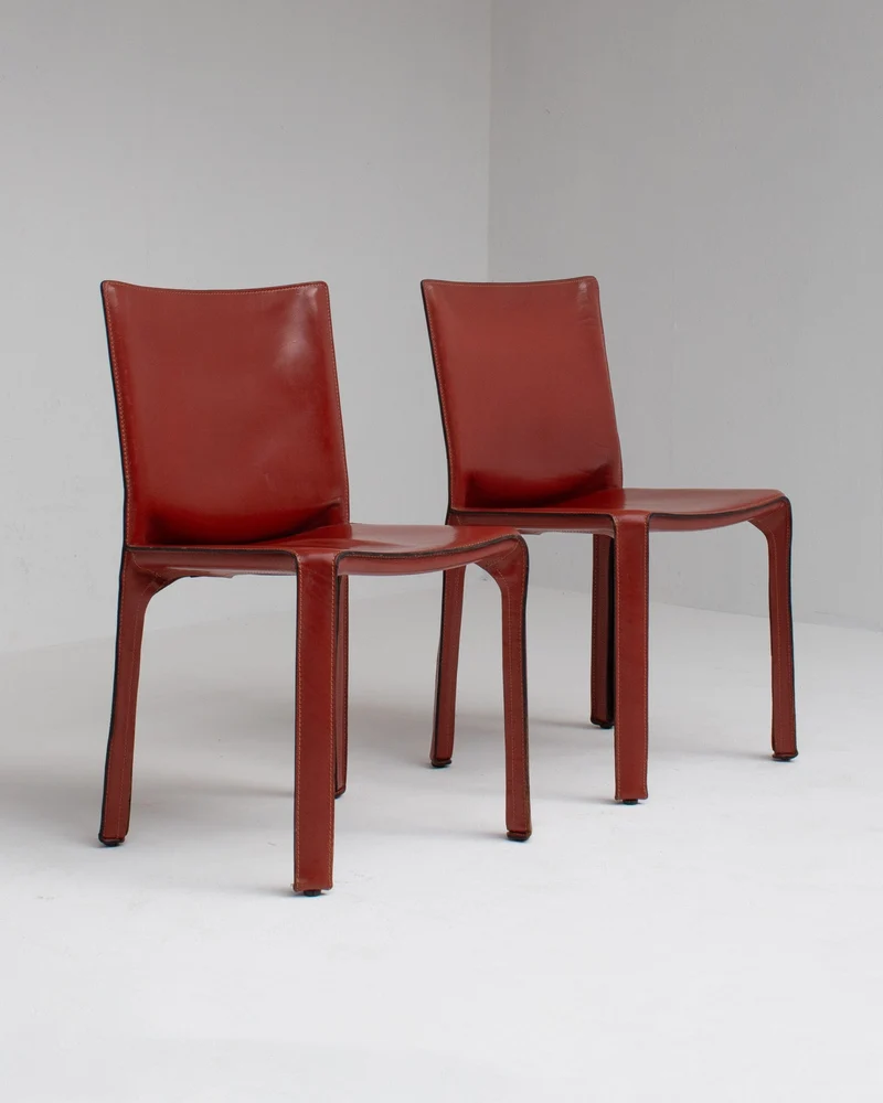 Mario Bellini Cab Chairs for Cassina in Red Leather