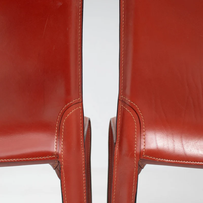 Mario Bellini Cab Chairs for Cassina in Red Leather