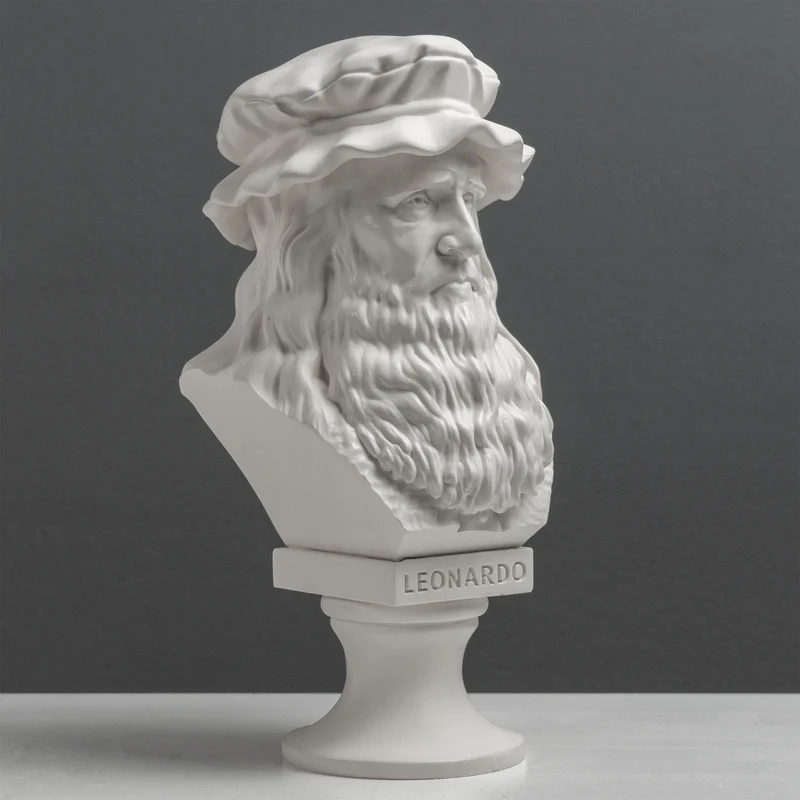 Buste de Léonard de Vinci – Maître de la Renaissance (Statue Blanche)