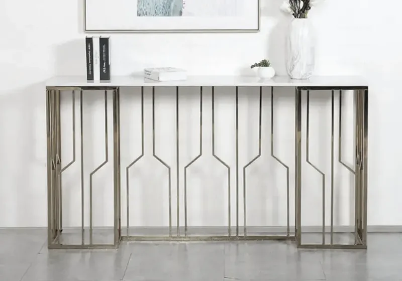 Console marbre blanc argent - Porto