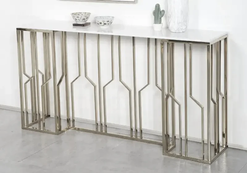 Console marbre blanc argent - Porto