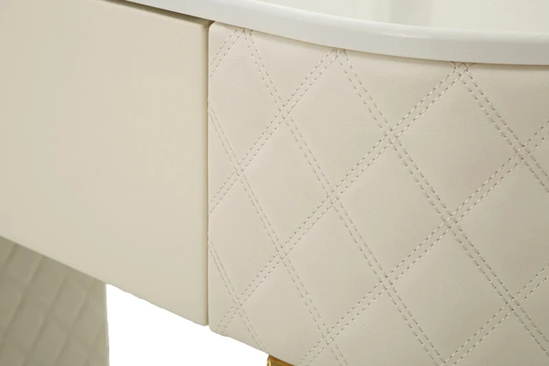 Bureau blanc avec tabouret assorti – Mobilier de chambre Sharon avec plateau en marbre