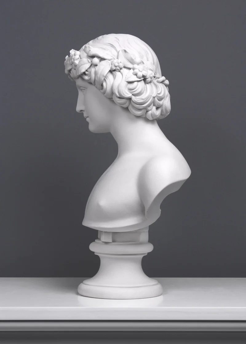 Buste Antinoüs avec Couronne Bachique - sculpture en marbre