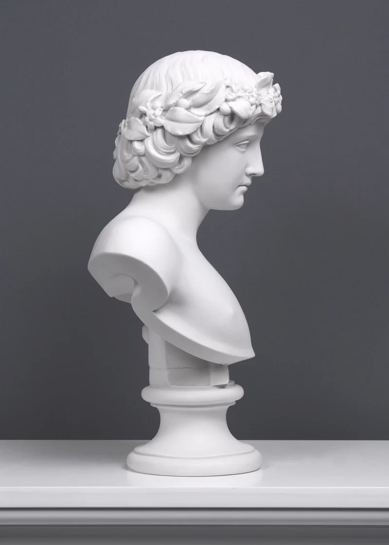 Buste Antinoüs avec Couronne Bachique - sculpture en marbre