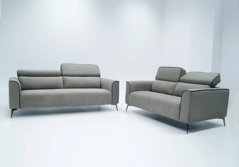 Canapé d'angle modulable en tissu gris clair - Flora