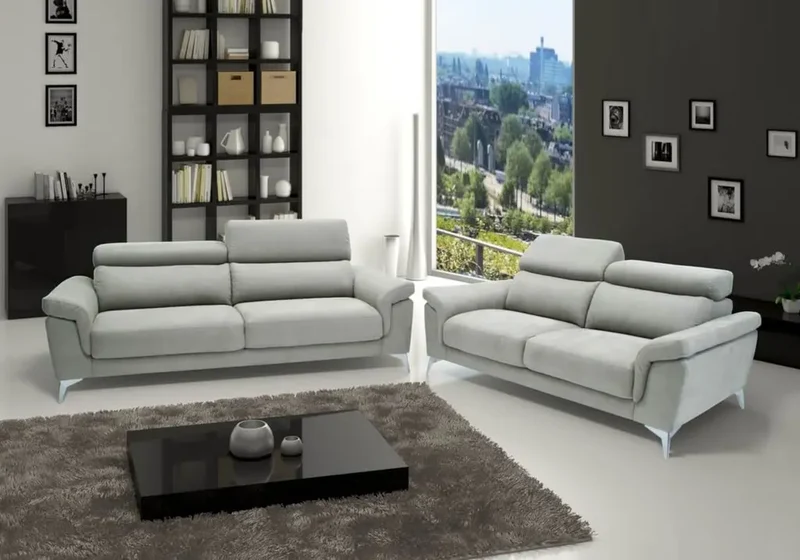 Canapé modulable relax en tissu bleu azur - Felia