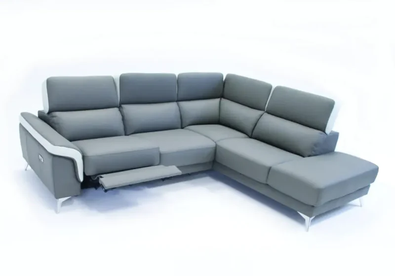 Canapé d'angle modulable en tissu gris foncé - Felia