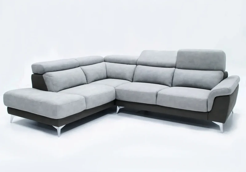 Canapé d'angle modulable relax bicolore gris - Felia