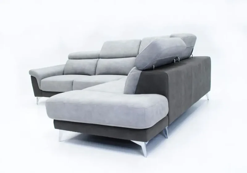 Canapé d'angle relax bicolore gris et blanc - Felia
