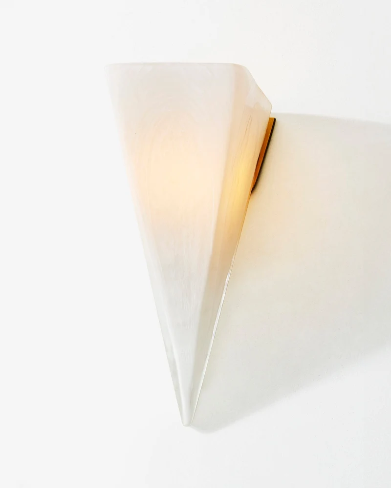 Solstice Blown Trapezoidal Shaped Glass and Brass Metal Hardware Pendant Lamp