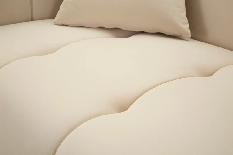 Canapé en velours crème avec coussins – Canapé 2 places Alma