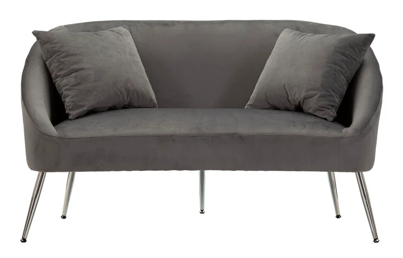 Canapé en velours gris graphite avec coussins – Canapé 2 places Silvery