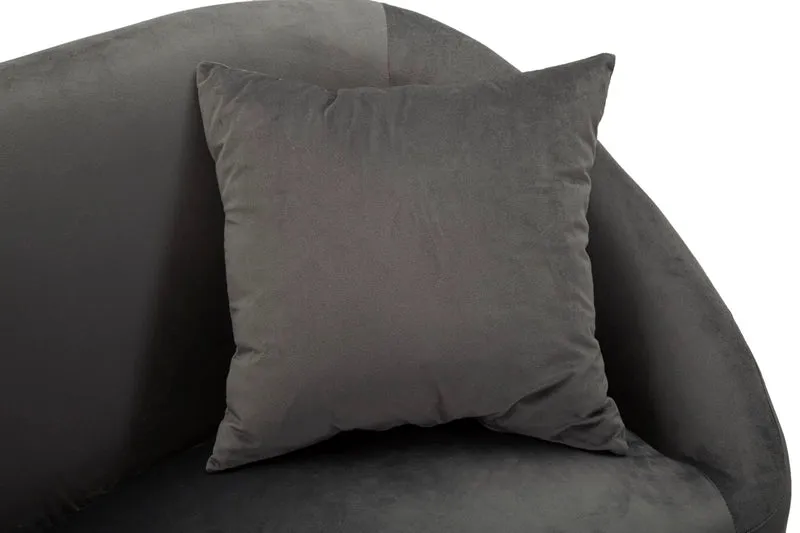 Canapé en velours gris graphite avec coussins – Canapé 2 places Silvery