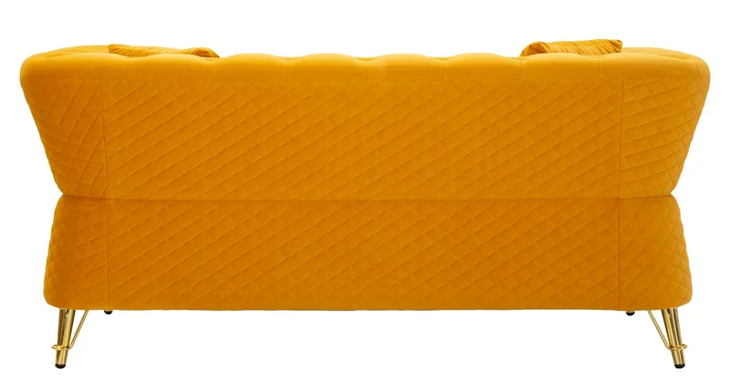 Canapé en velours moutarde avec coussins – Canapé 2 places Emy