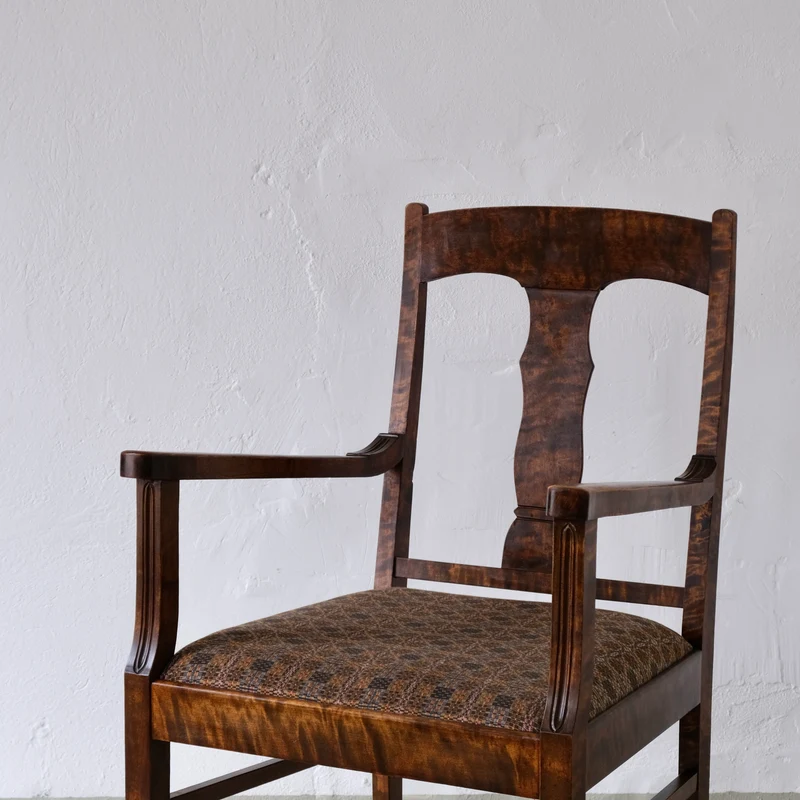 Set of 2 Biedermeier Satin Birch Armchairs, Sweden