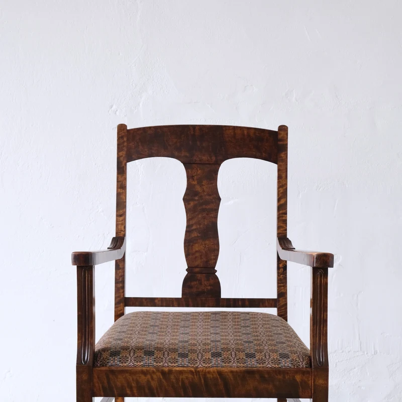 Set of 2 Biedermeier Satin Birch Armchairs, Sweden