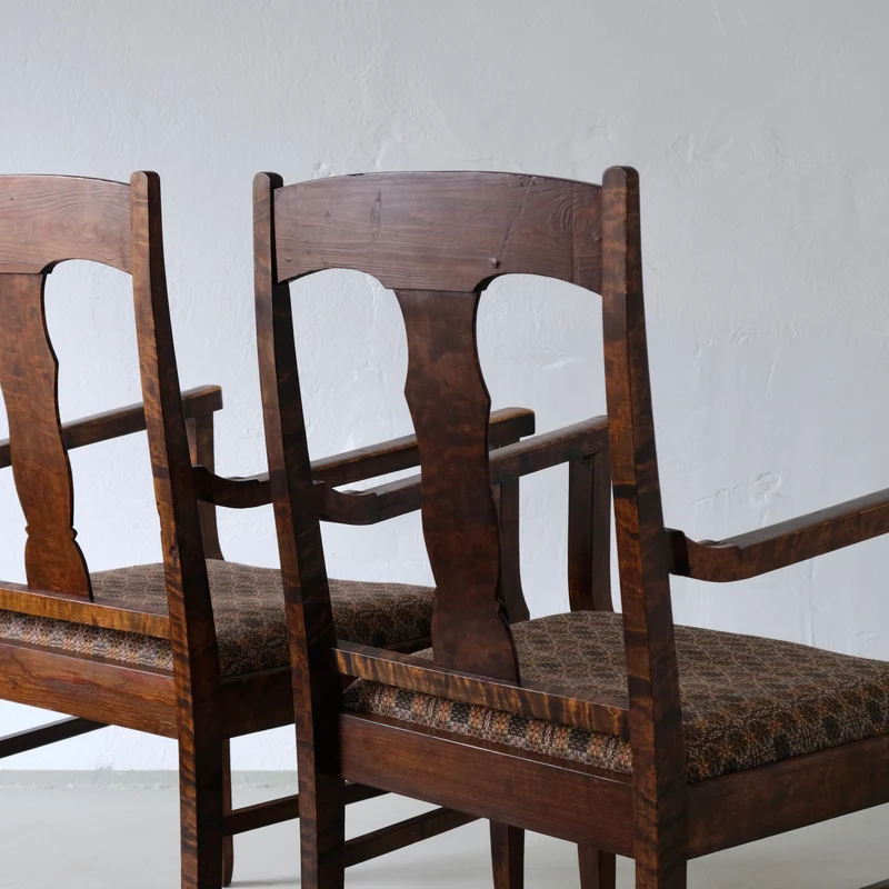 Set of 2 Biedermeier Satin Birch Armchairs, Sweden